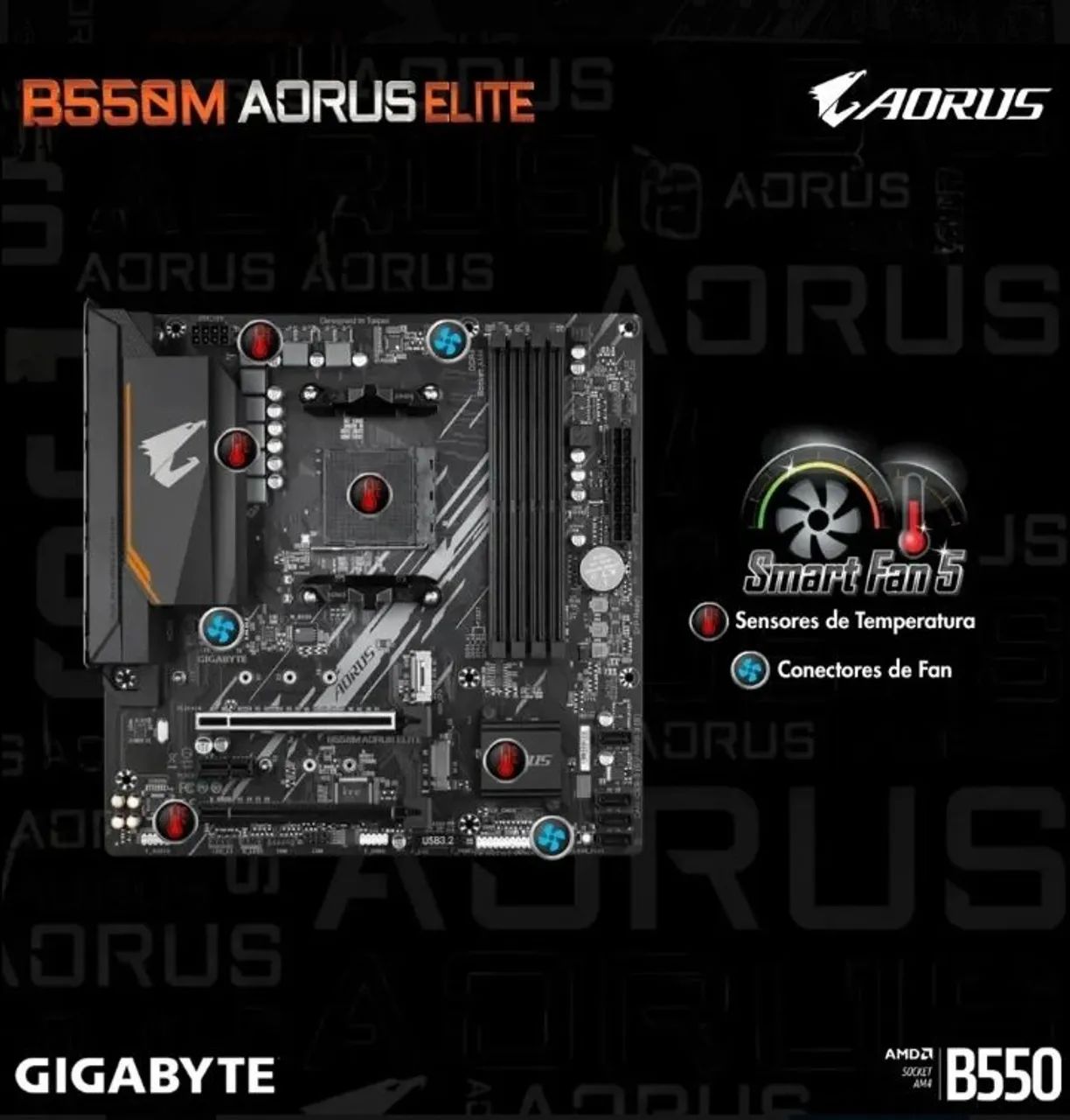 Placa Mãe Gigabyte B550M Aorus Elite AM4  - Foto 3