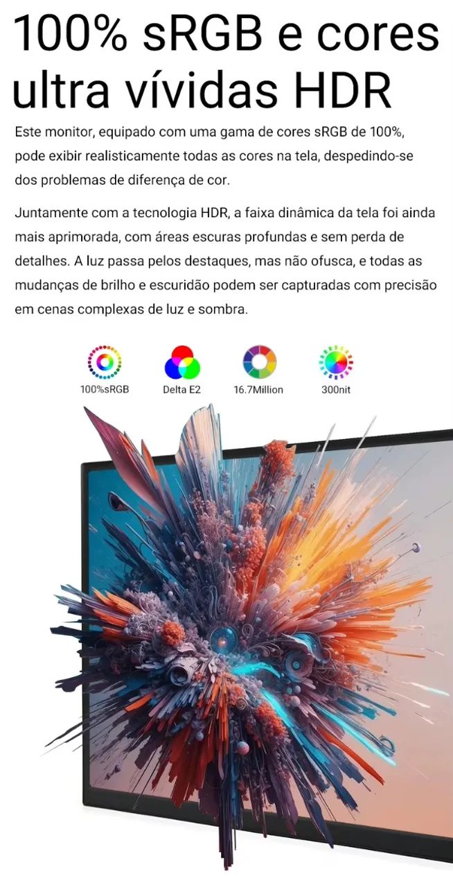 ZSUS Monitor Portátil 16 Polegadas 1200p 100% sRGB HD HDR IPS TFT - Foto 3