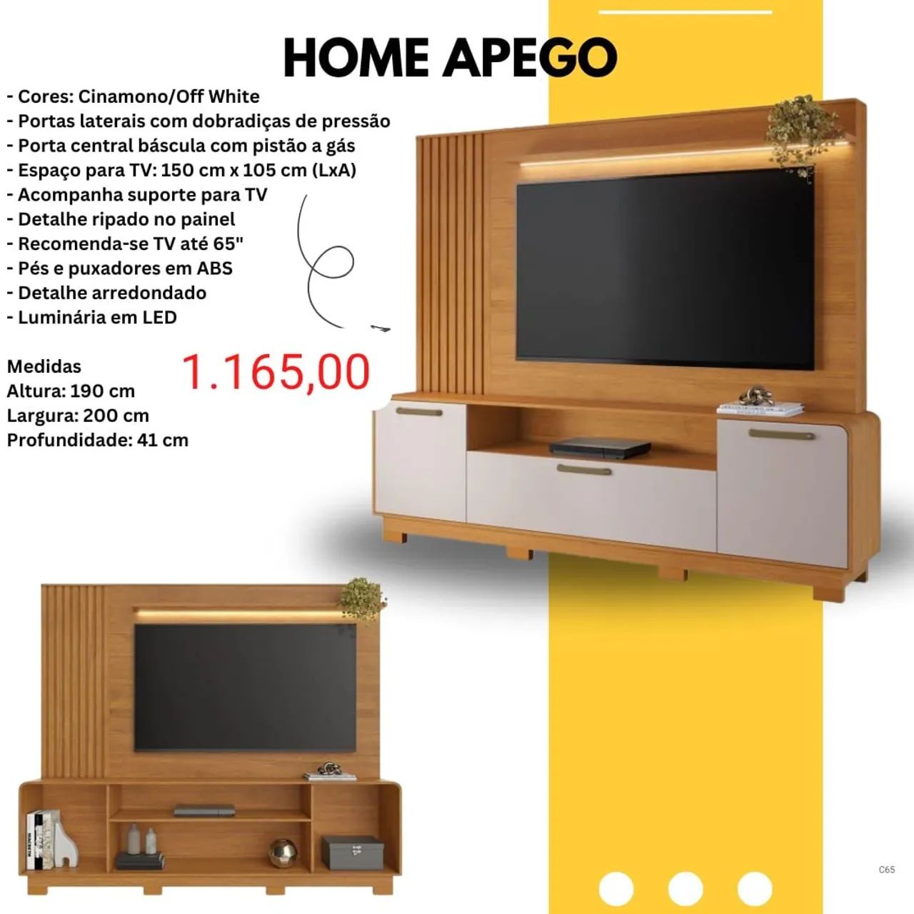 Home Apego ripado Luz Led suporta TV até 65 polegadas  / pague na entrega 