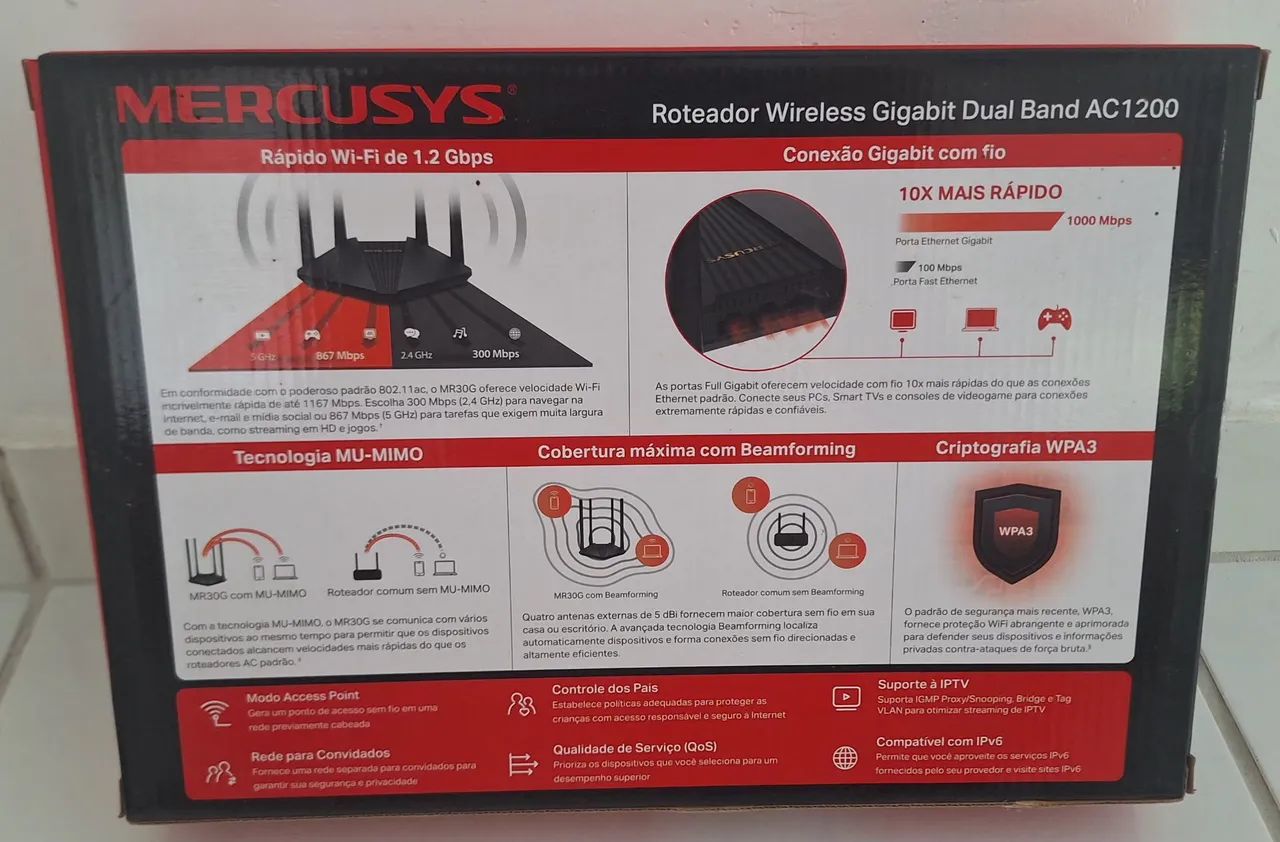 Roteador Wifi5 Mercusys AC1200 R$ 90,00 - Foto 4