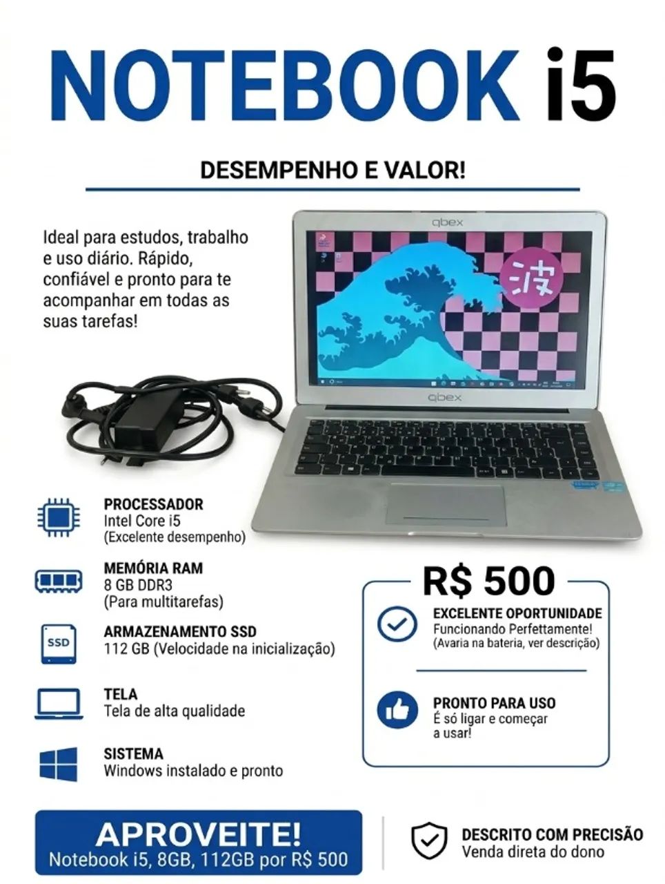 NEC i5 SSD128GB+HDD500GB 8GB タッチパネル №067 Notebook i5 (Aceito ofertas, Tem conversa no valor) - Notebooks