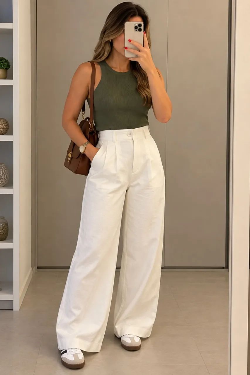 Calça em alfaiataria nova