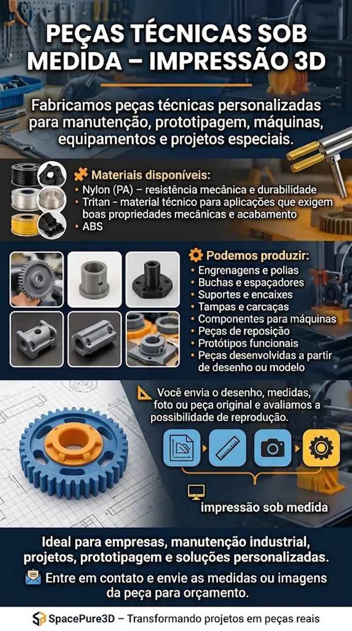 PEÇAS TÉCNICAS SOB MEDIDA - IMPRESSÃO 3D