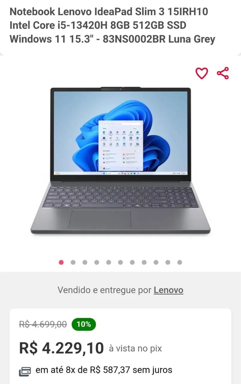 Notebook Lenovo Ideapad Slim 3i, Intel® Core i5 - Foto 5