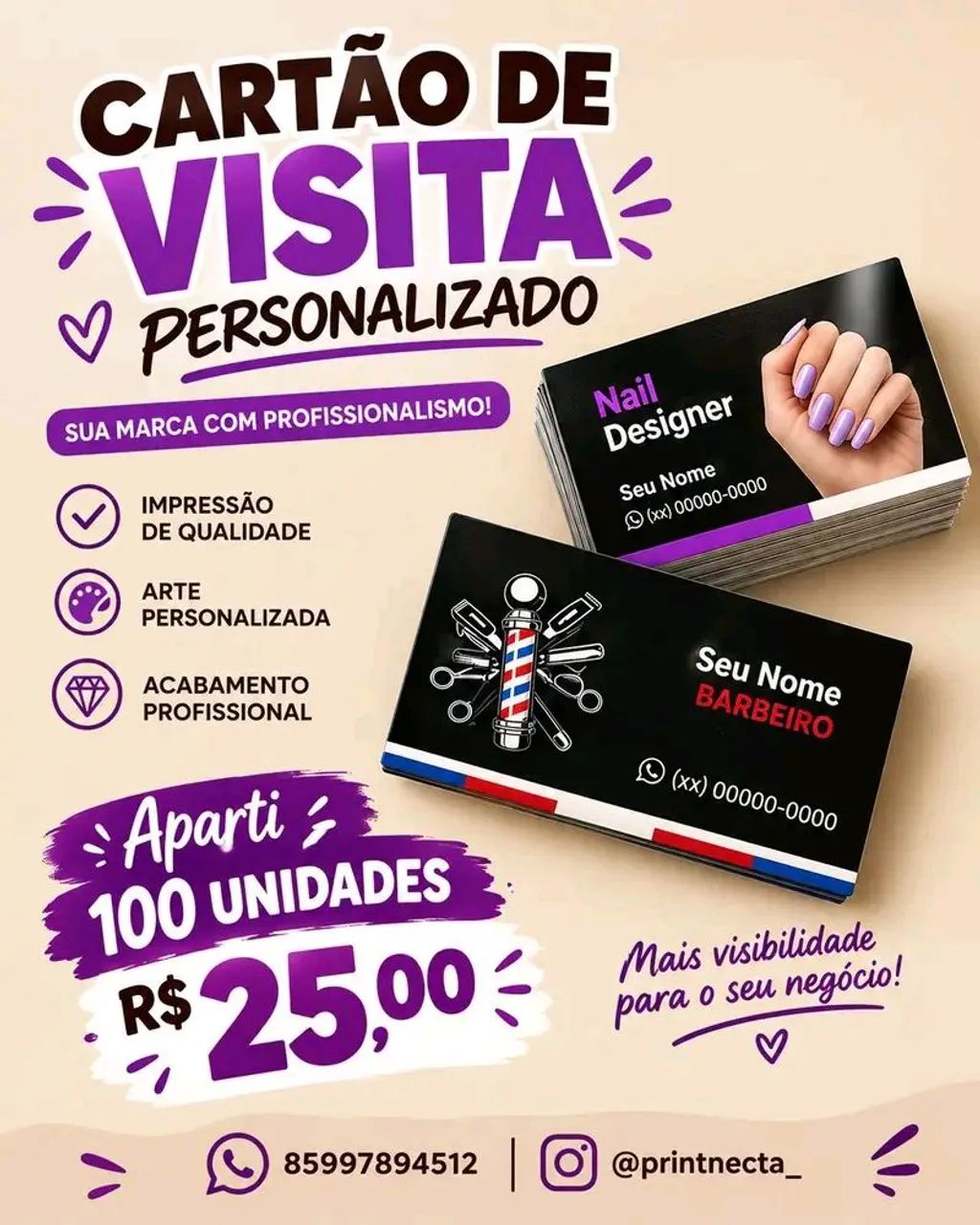 100 cartões de visita 