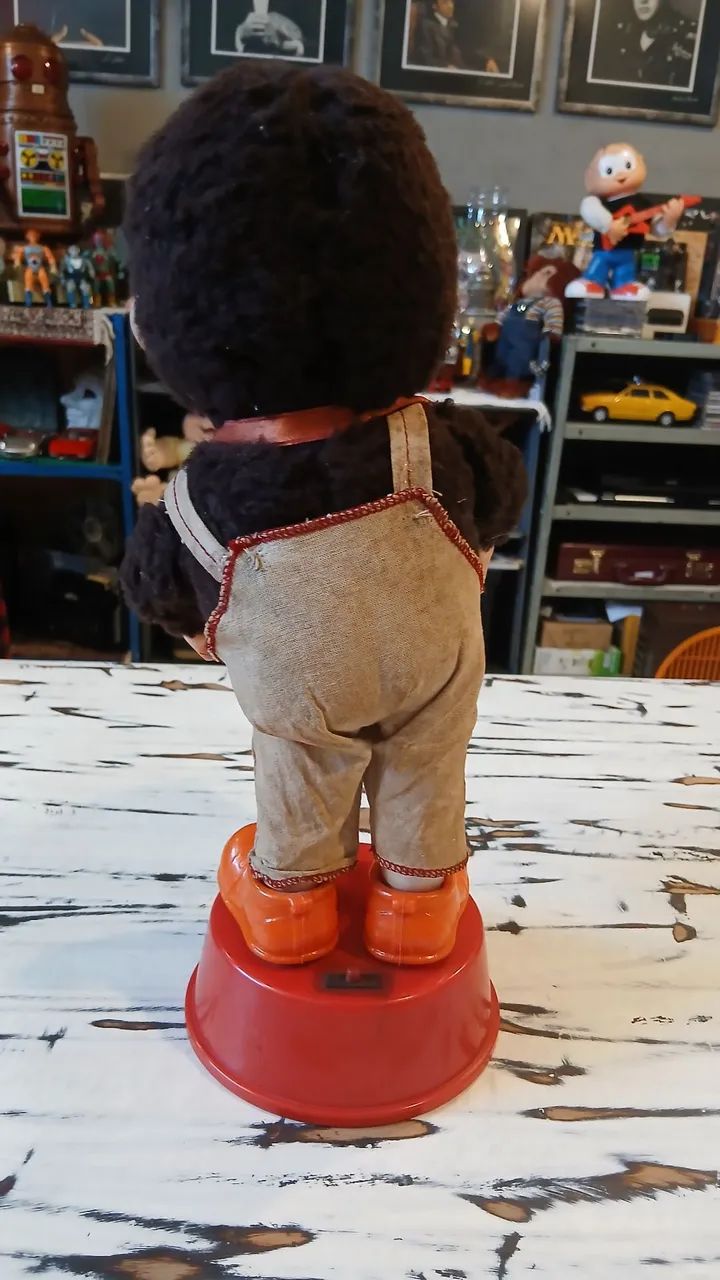 Brinquedo vintage "Macaco Pablo Bate Tambor". Da Mimo. Da década de 1980 - Foto 2