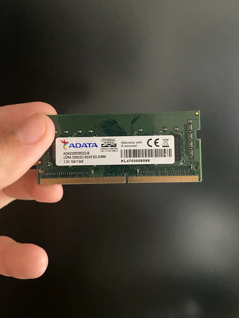 Memória RAM ADATA 8GB DDR4 3200MHz para Notebook - Testada e Funcionando