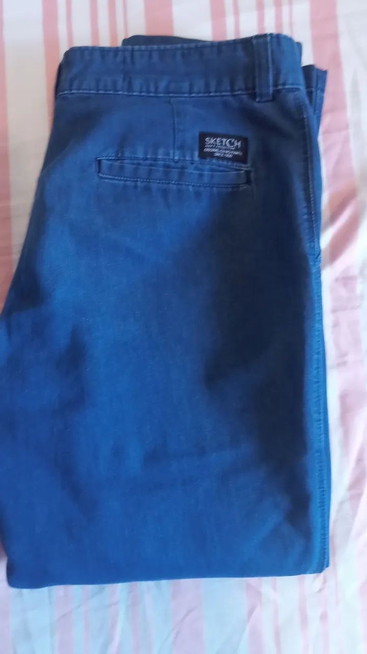 Calça  Sarja - Sketch 40 Azul Slim Fit - Foto 4