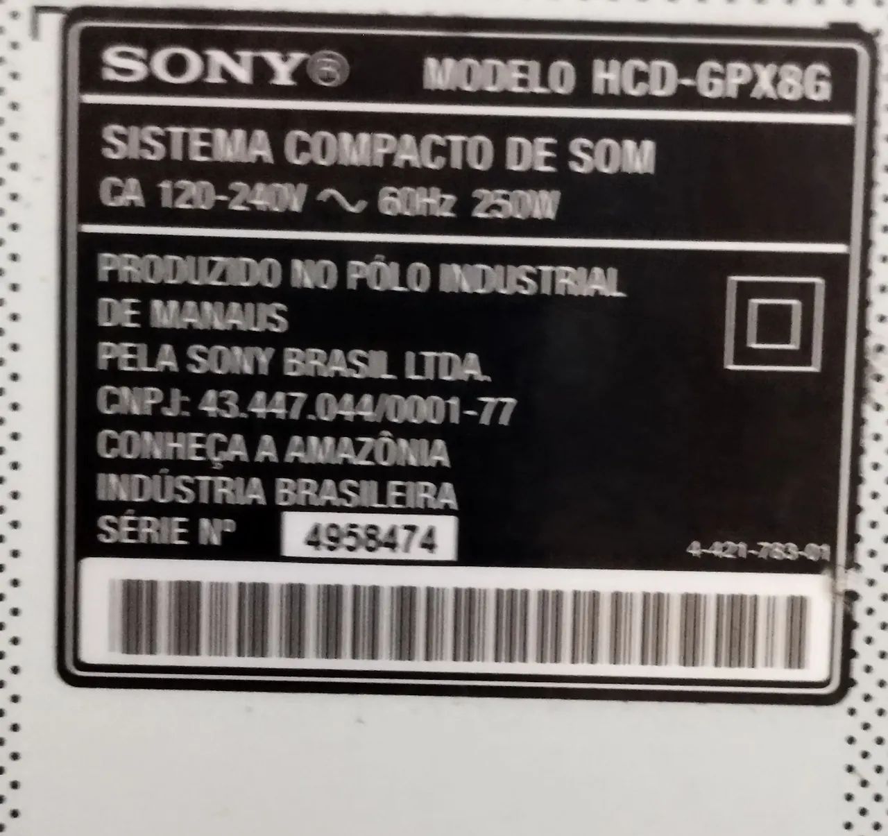 aparelho de som Sony gpx8 MHC -GPX8 super potente 1200 watts RMS