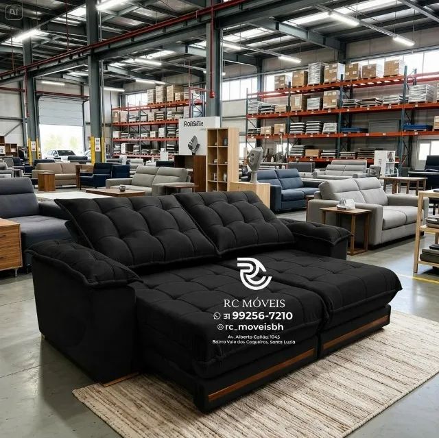 Sofá Barcelona Retrátil Suede Marrom Escuro Molas Individuais - Foto 3