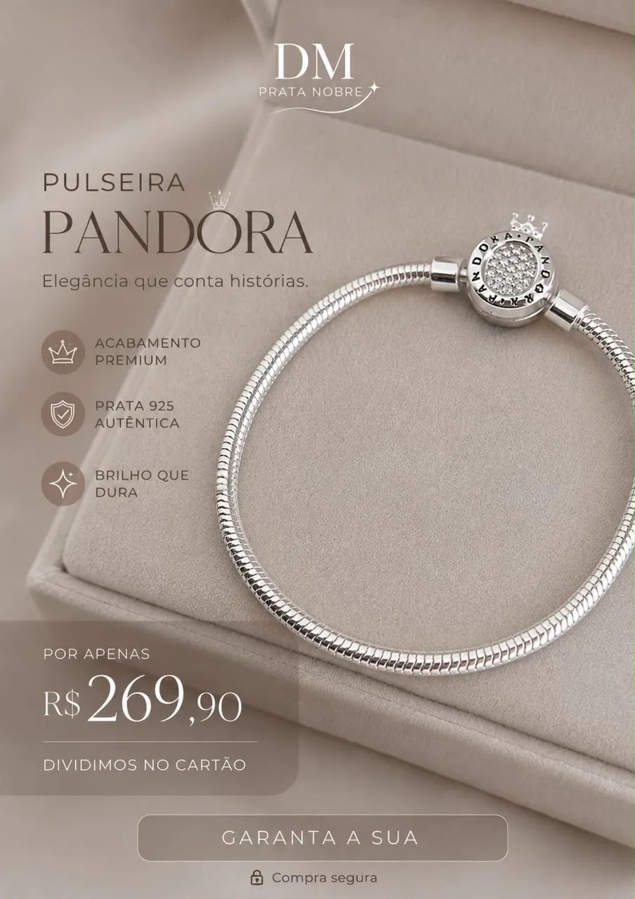 Pulseira Pandora Luxo em prata 925 - Foto 4