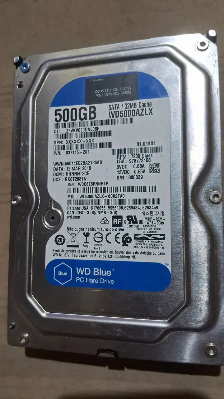 HD 500GB funcionando 100%