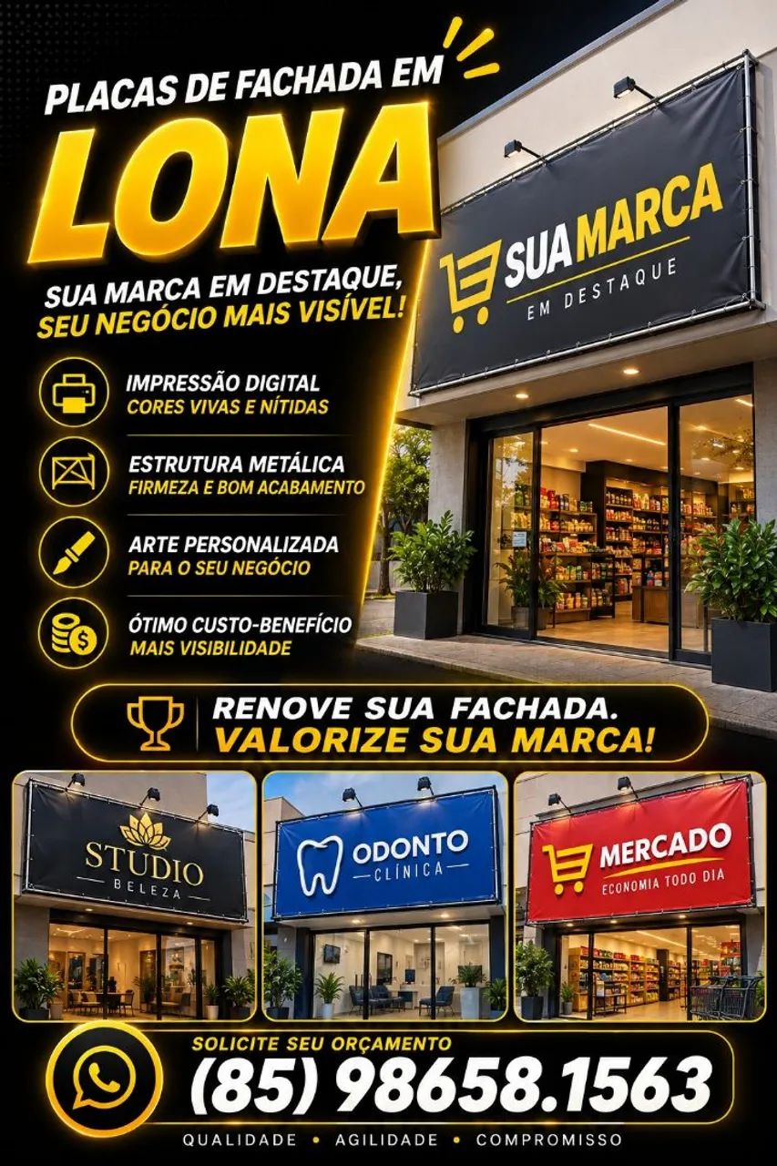 Placa de fachada em Lona