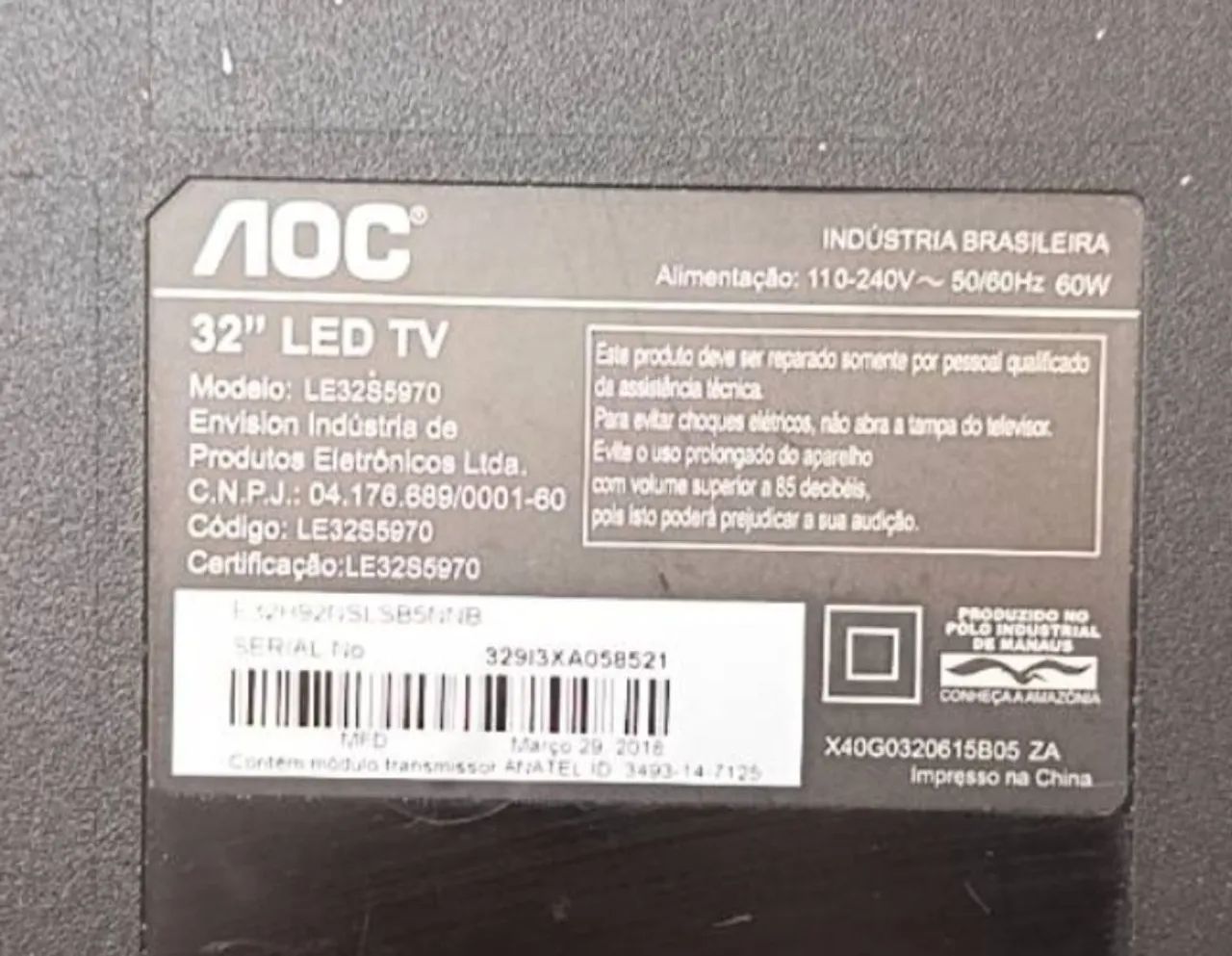Televisão AOC p/ retirada de peças ou concerto - Foto 2