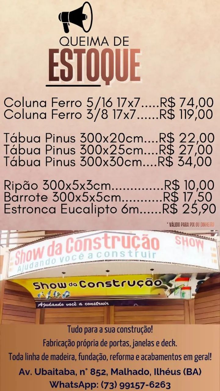 Materiais em promoção no Show da Construção