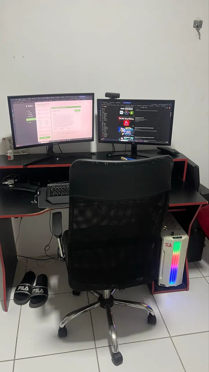 Setup Gamer Completo + Mesa + Cadeira + 2 Monitores