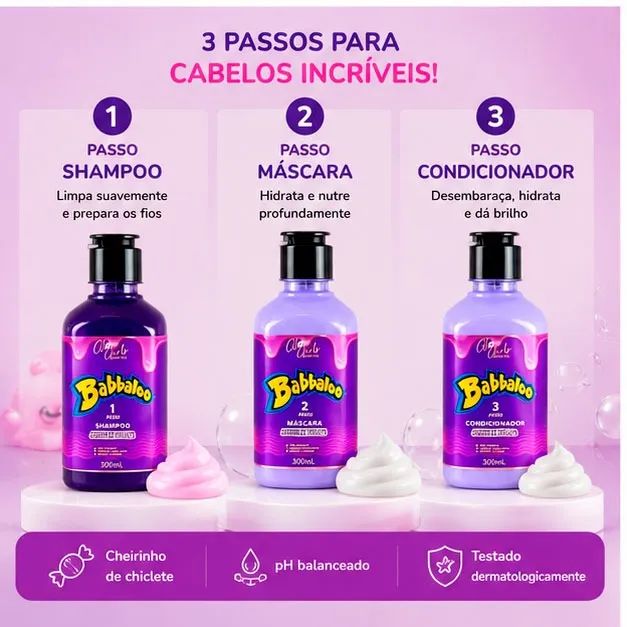 Kit Shampoo, Máscara e Condicionador Babbaloo Uva - CM0037 - Foto 4