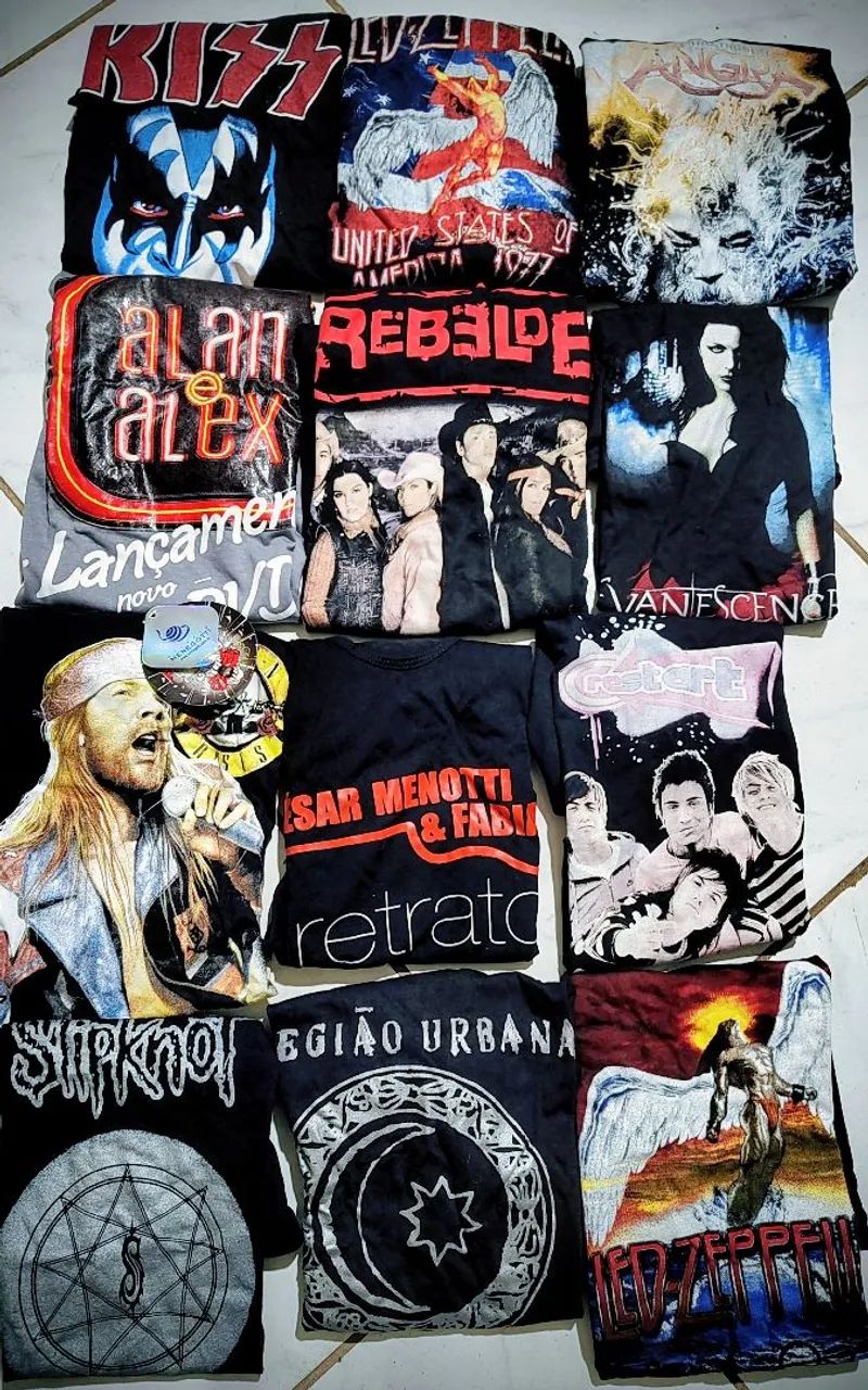 Camisetas de pop/rock/sertanejo. 140 peças.