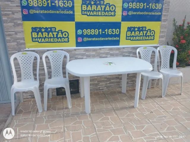 JOGO DE MESA RETANGULAR DESMONTAVEL C/04 CADEIRAS - Foto 2