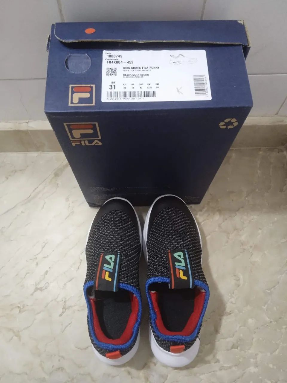 Tênis Infantil Fila Funny Preto Multicolor Novo Nacional 31 - Foto 2