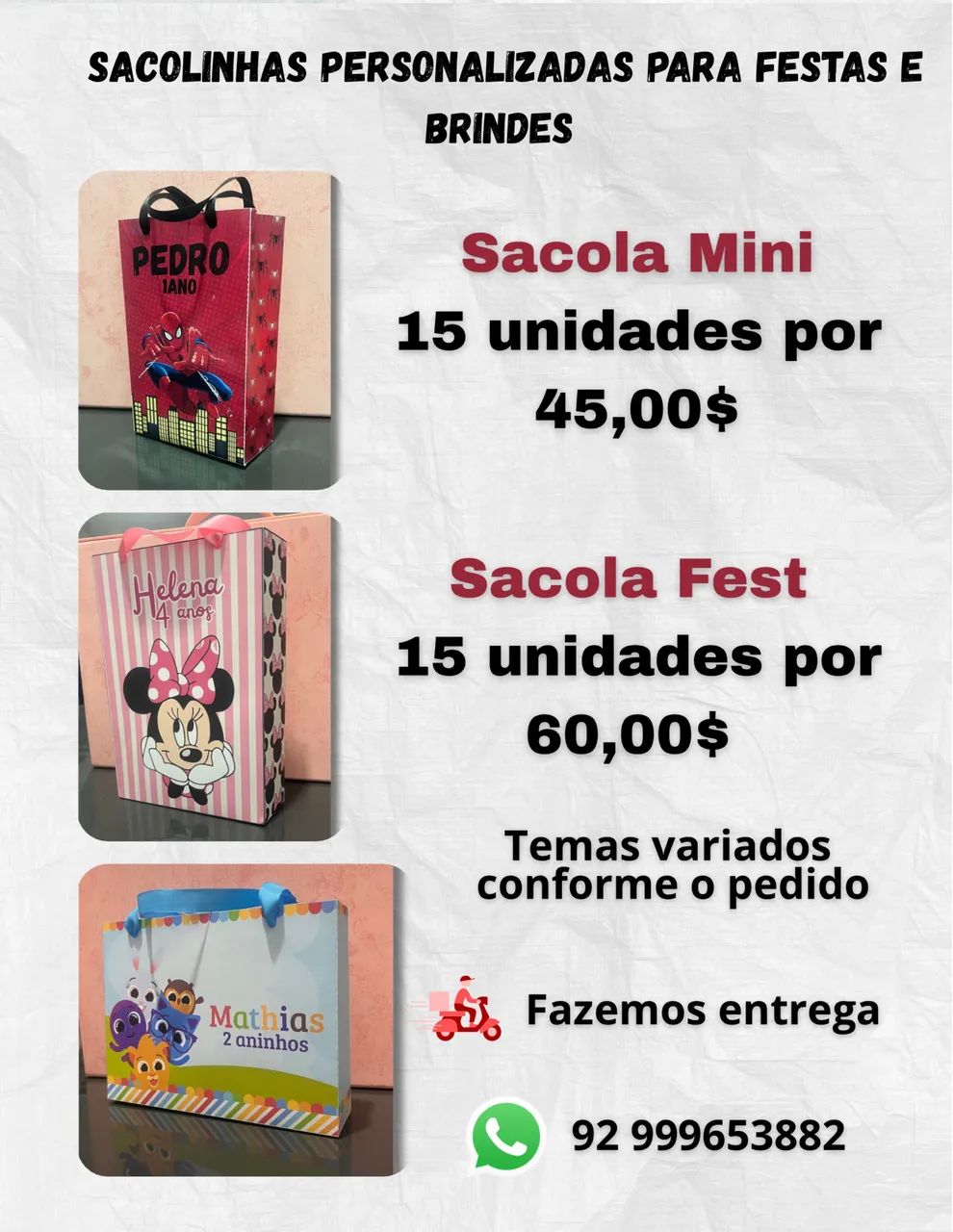 Personalizados para festas e brindes