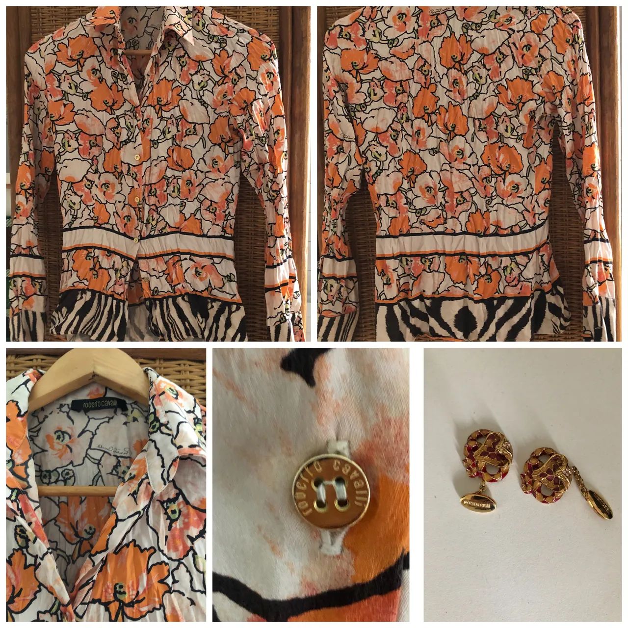 Camisa em seda Roberto Cavalli original 