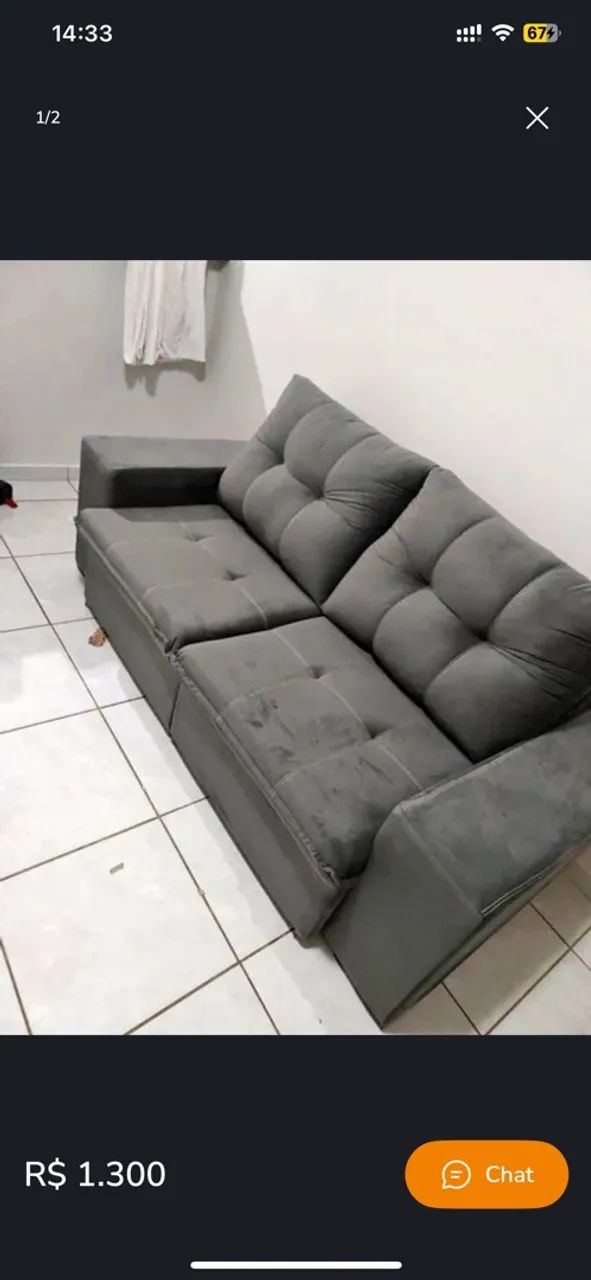 Sofá Cinza 2 Lugares Moderno e Confortável - Foto 2