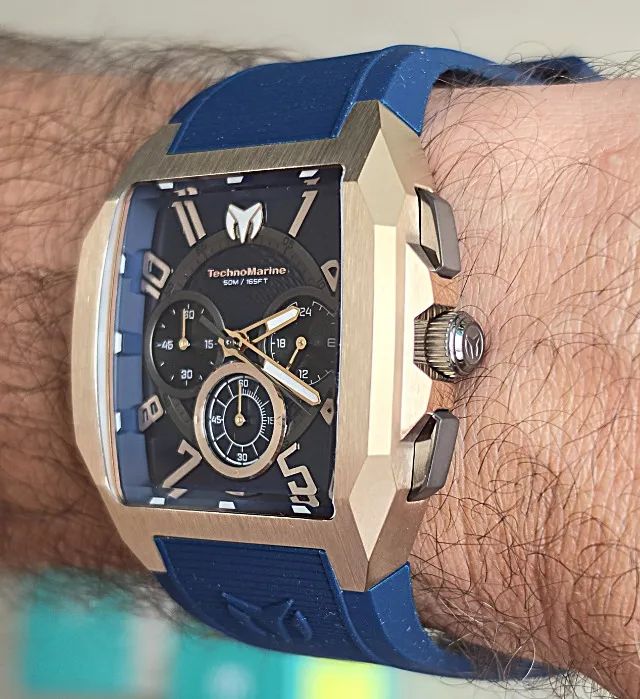 Relógio TechnoMarine Aqua Quadrant Rosé Azul - Foto 5