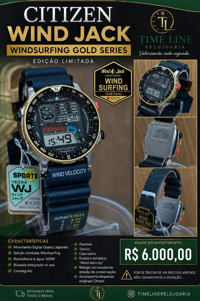 Relógio citizen Wind Jack Windsurfing Gold