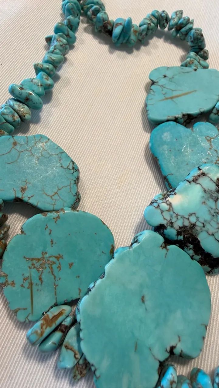 Maxi Colar de Pedras Naturais Azul Turquesa - Foto 2