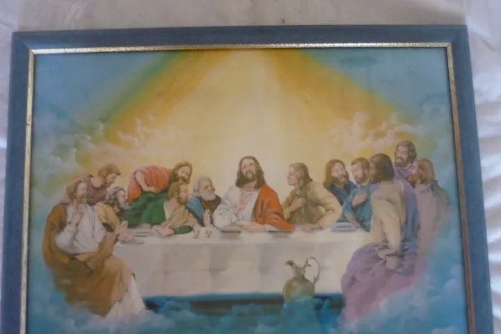 Quadro Antigo Santa Ceia Jesus Apostolos 30 X 39 Cm - Foto 2