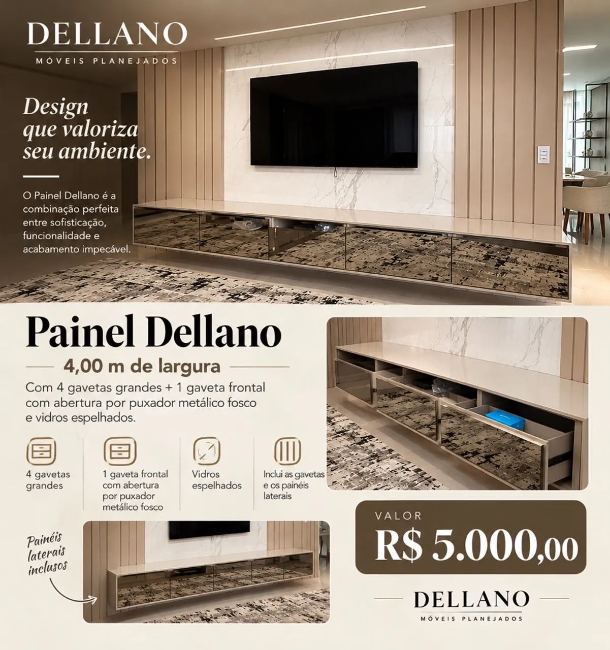Painel com gavetas Dellano - Foto 3