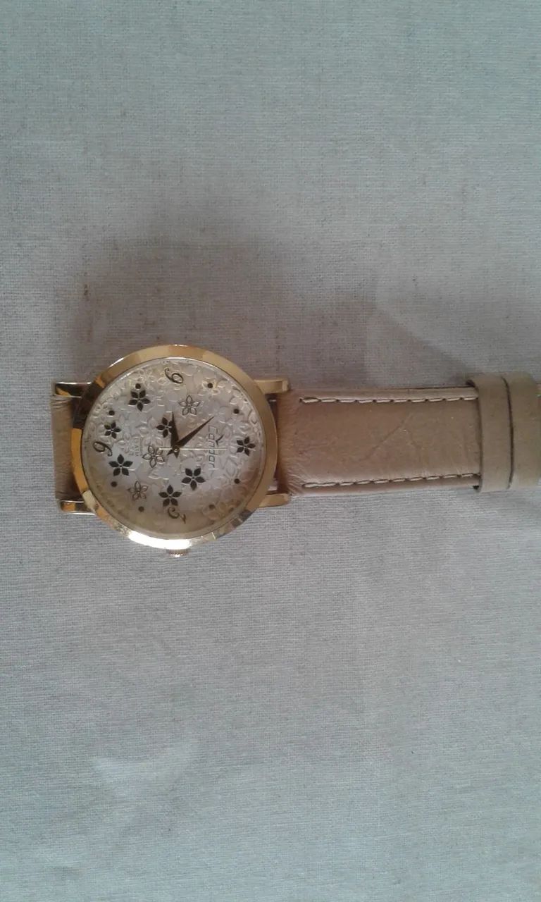 Relógio Condor Pulseira Couro Dourada