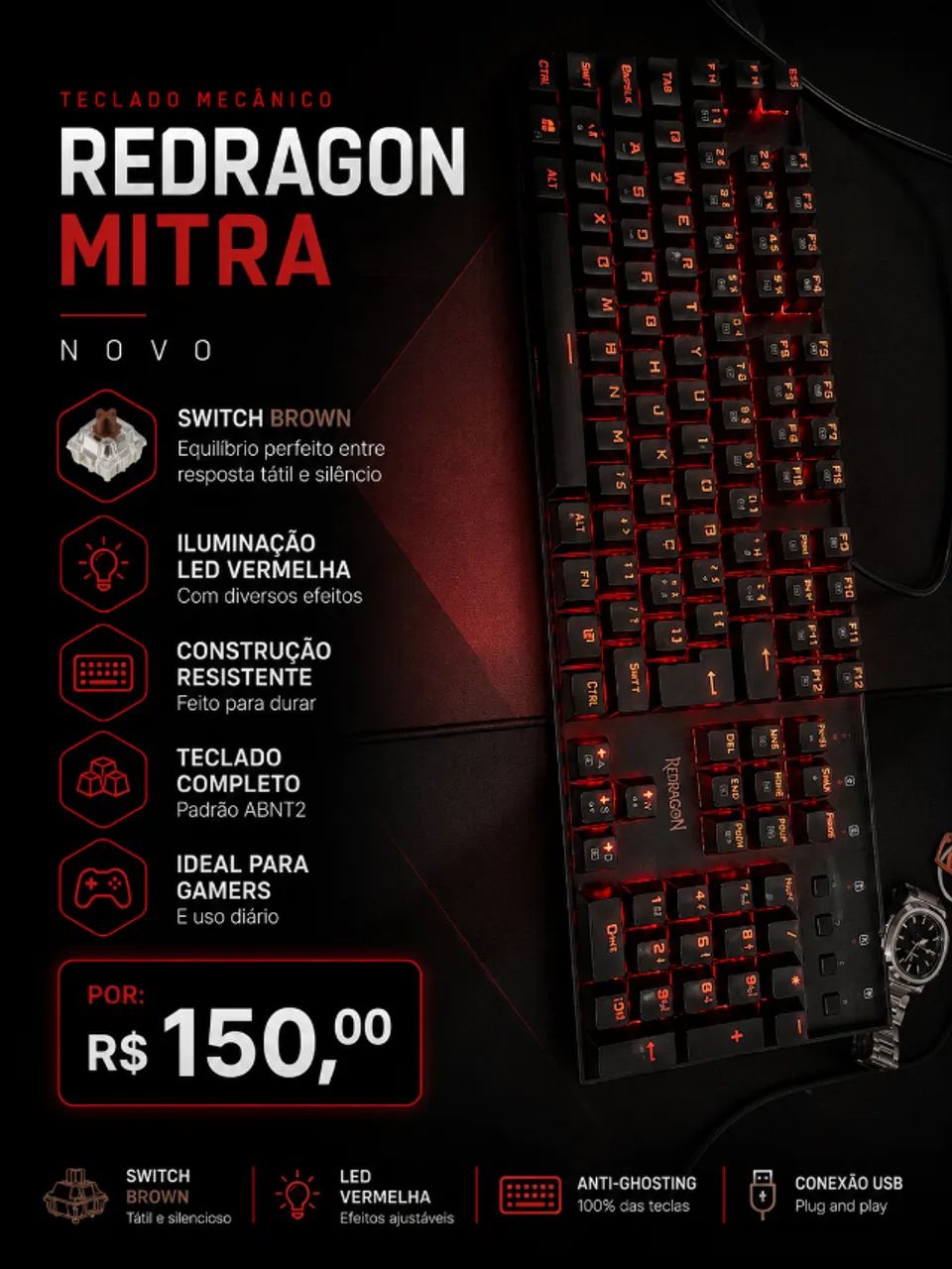 TECLADO REDRAGON MITRA