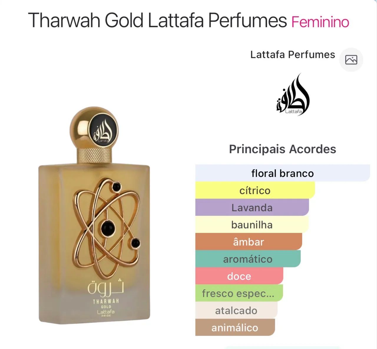PERFUME LATTAFA THARWAH GOLD EDP 100ML - Foto 2
