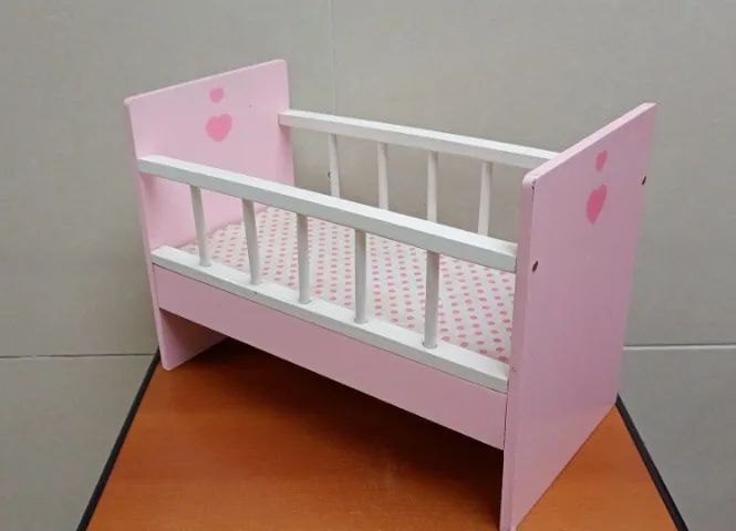 Berço Rosa para Boneca Bebê MDF 