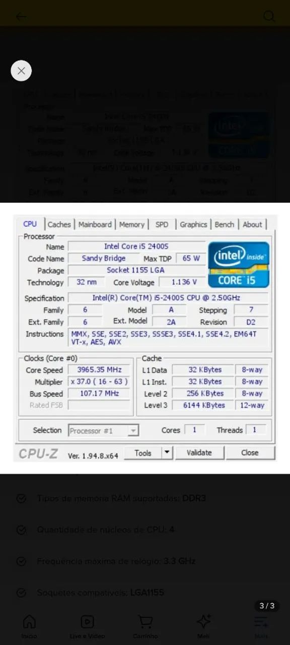 Processador Intel Core i5 2400 S / 2.50 GHz /Socket 1155 lga - Foto 5