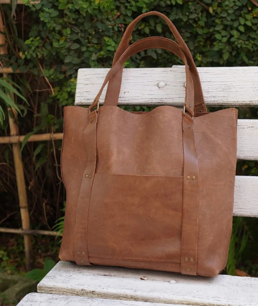 bolsa tote shopper couro legitimo unisex - Foto 5