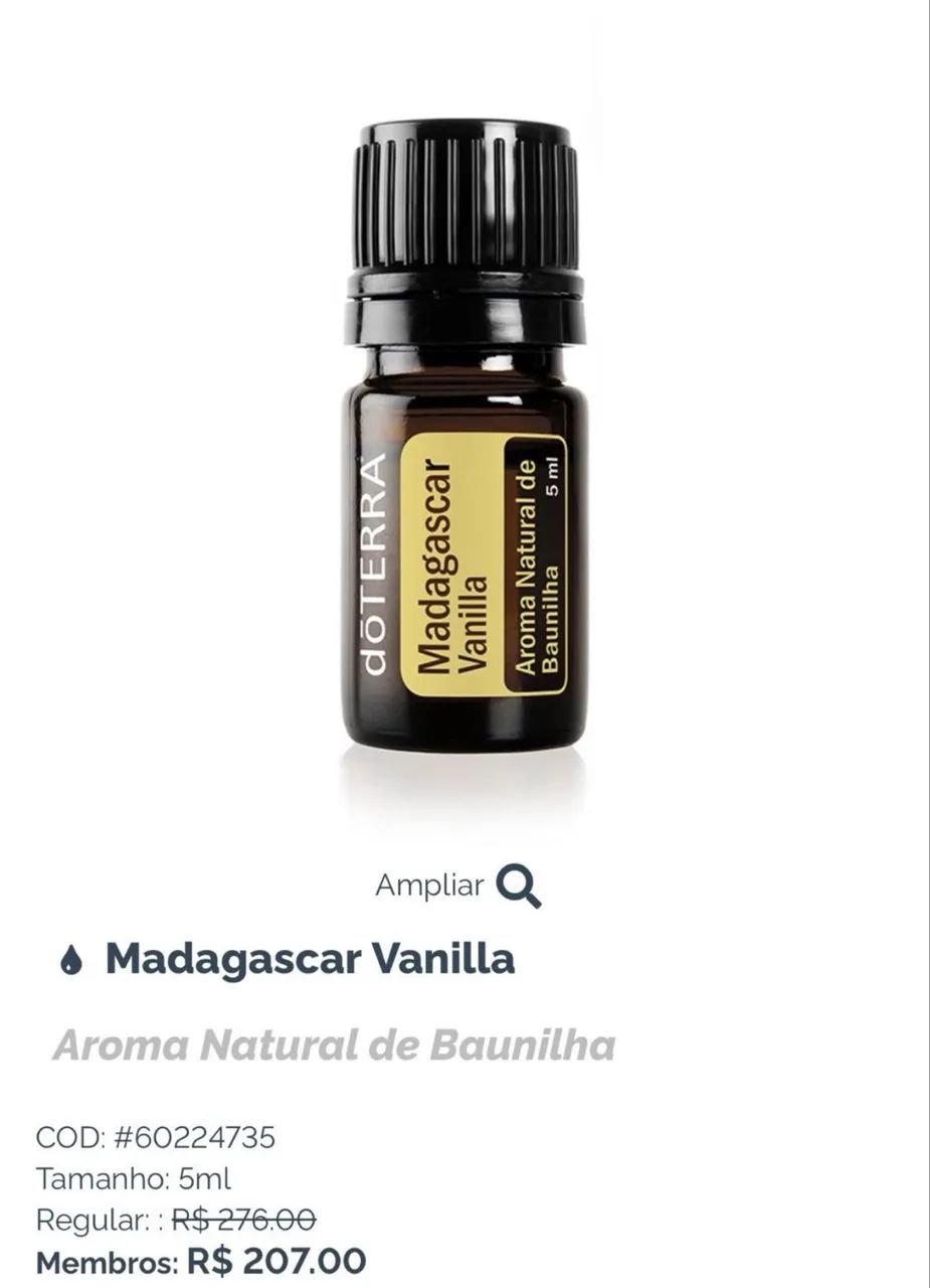 óleo essencial doterra madagascar vanilla 5ml (baunilha) - Beleza