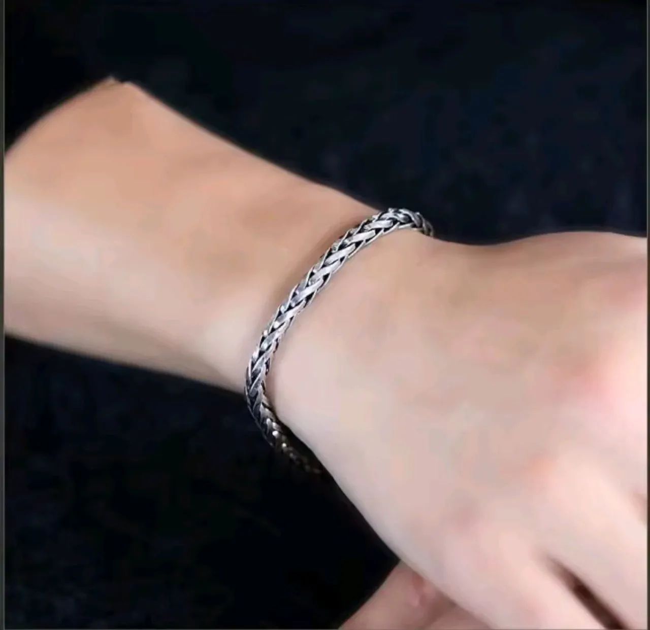 Pulseira masculina folheada a prata