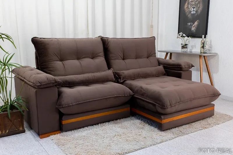 Sofá Retrátil Reclinável Ibis 2.30m Veludo - D33 e Molas Ensacadas Entrega Rápida - Foto 4