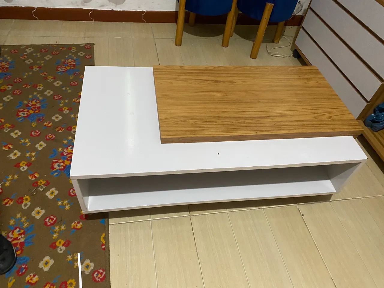 Mesa de Centro Moderna / Retrô (Branca com Tampo Amadeirado) - Foto 3
