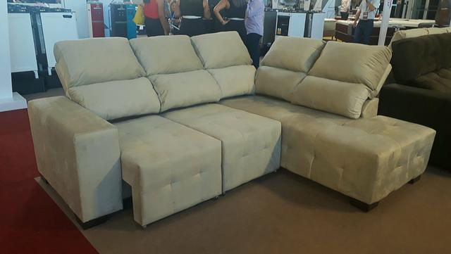 SOFA RETRÁTIL RECLINÁVEL COM CHAISE (entrega grátis)