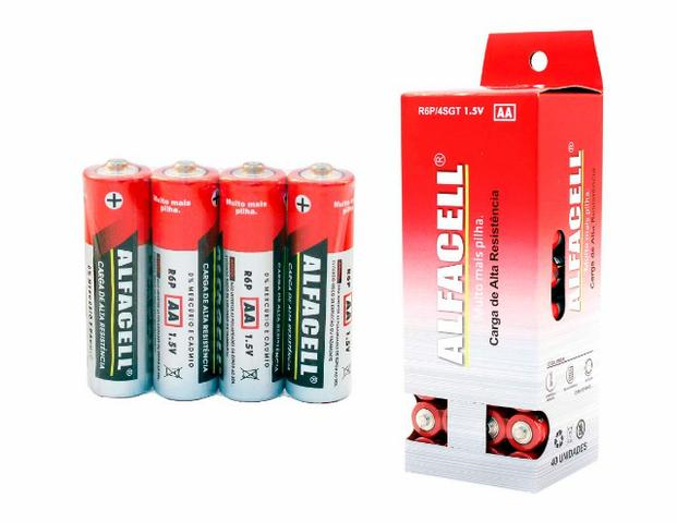 Tubo com 60 Pilhas Novas AA (Comum) ou AAA (Palito) 1,5V Alfacell