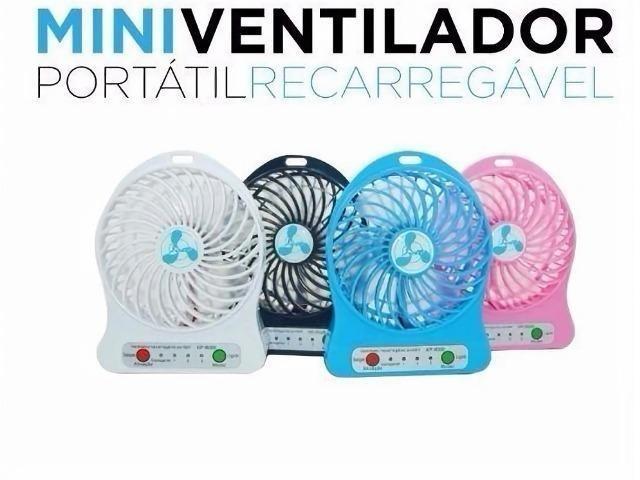 Mini ventilador portátil recarregável três velocidades e lanterna Promoçao
