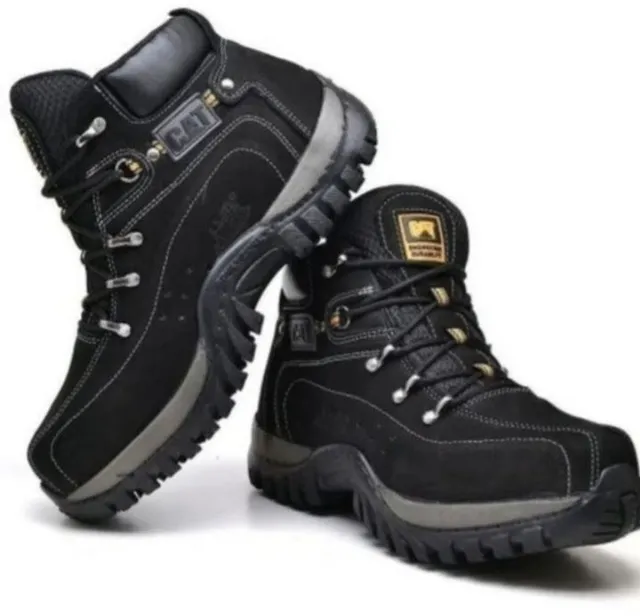 Bota caterpillar coturno couro preto + chinelo tiras em Promoção na  Americanas