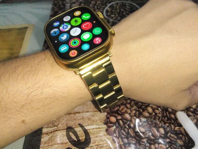 PROMOÇÃO PRA ACABAR!! Smartwatch NFC Dourado com 3 PULSEIRAS!! (G9 ULTRA PRO GOLD 2023) - Foto 4
