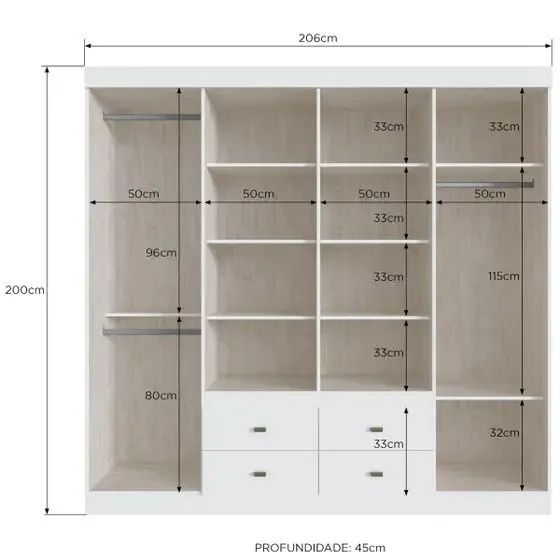 Guarda Roupa Casal 8 Portas 4 Gavetas 100% MDF Varios modelos - Foto 2
