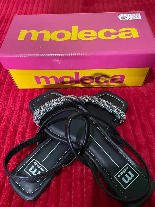 Sandália Moleca Preta com Strass