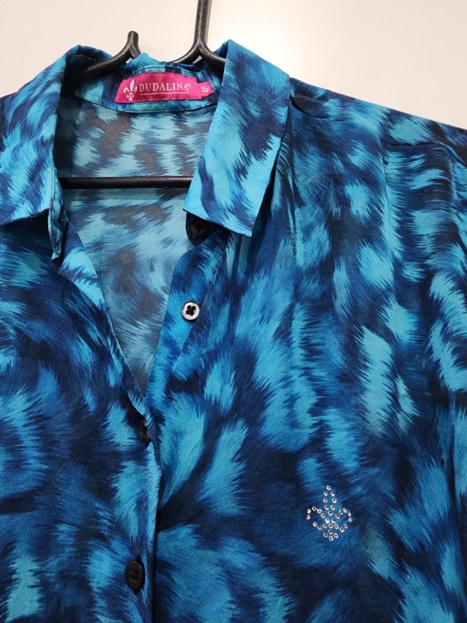 Camisa Azul Estampada Elegante - Foto 2